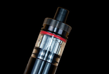 a black electronic cigarette with vapors