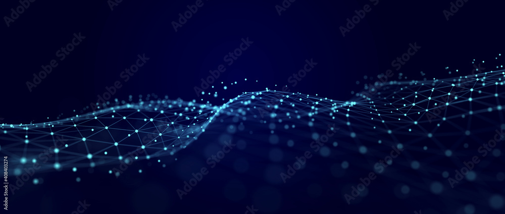 Poster Information Technology. Digital background. 3D visualization of big data. 3d rendering.