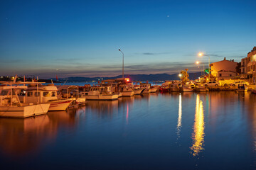 Fototapeta premium Night View of the marina in Cesme