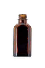 Glass brown bottle for medicine. Isolated on a white background. High quality photo
