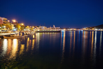 Fototapeta na wymiar Night View of the marina in Cesme