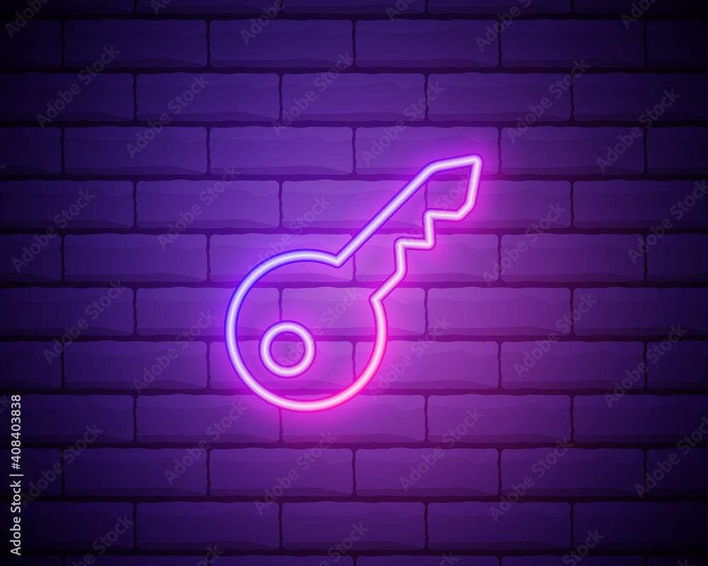 Poster key neon icon. simple thin line, outline vector of universal icons for ui and ux, website or mobile 