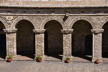 The Spanish colonial Cloisters of the Company, now an elegant set of shops and restaurants, Arequipa, Peru