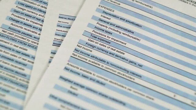 Accounting report and financial statement on desk. Accounting business plan concept