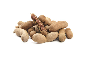 Tamarind indian date fruit isolated on white background