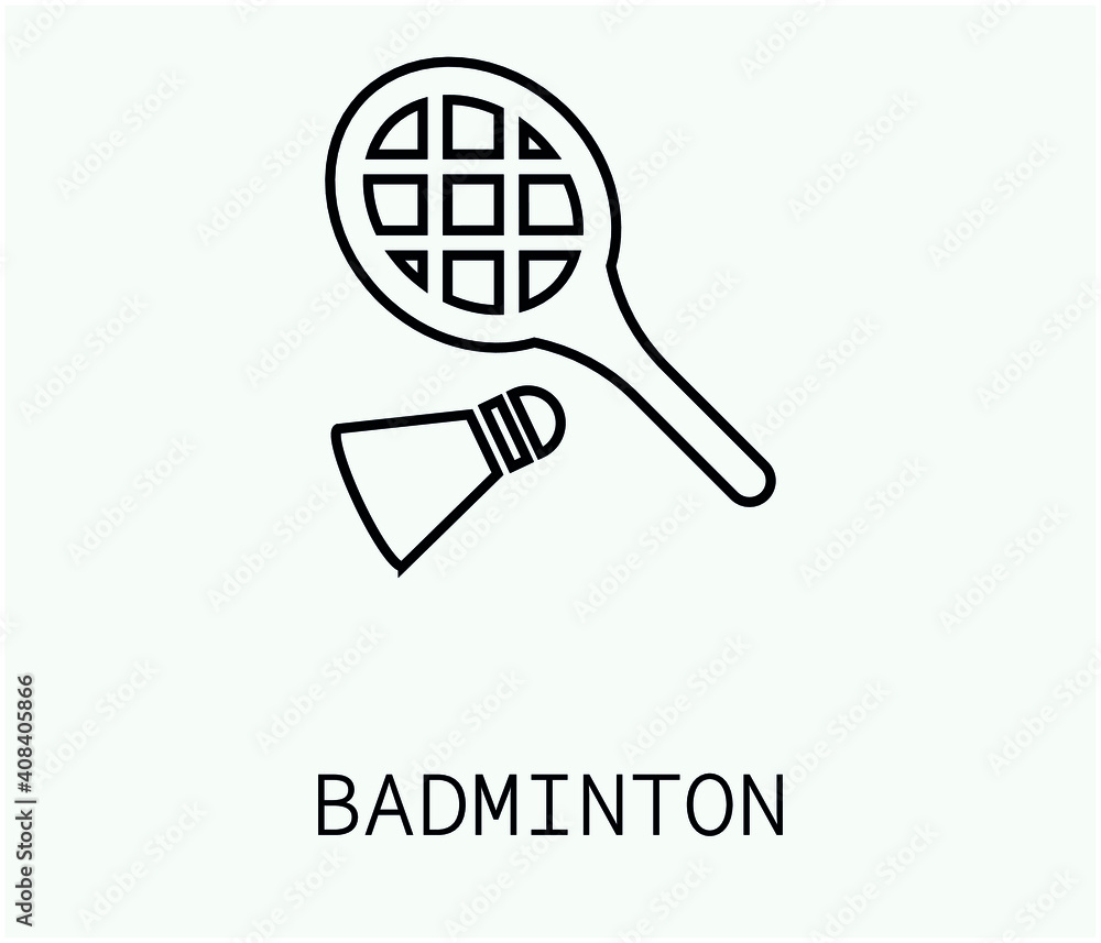 Poster badminton vector icon. editable stroke. linear style sign for use on web design and mobile apps, log