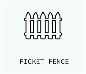picket fence vector icon.  Editable stroke. Symbol in Line Art Style for Design, Presentation, Website or Apps Elements, Logo. Pixel vector graphics - Vector