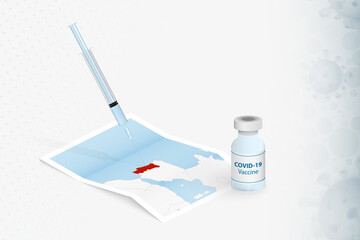 Portugal Vaccination, Injection with COVID-19 vaccine in Map of Portugal.