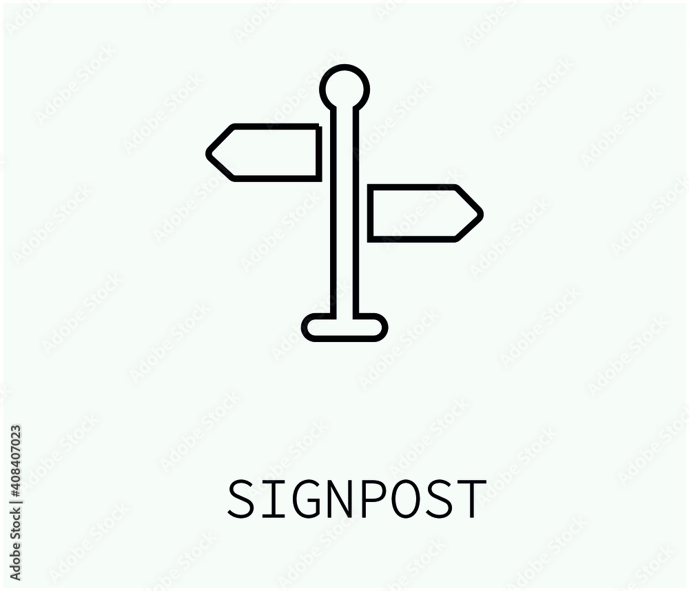 Poster signpost vector icon. editable stroke. symbol in line art style for design, presentation, website or