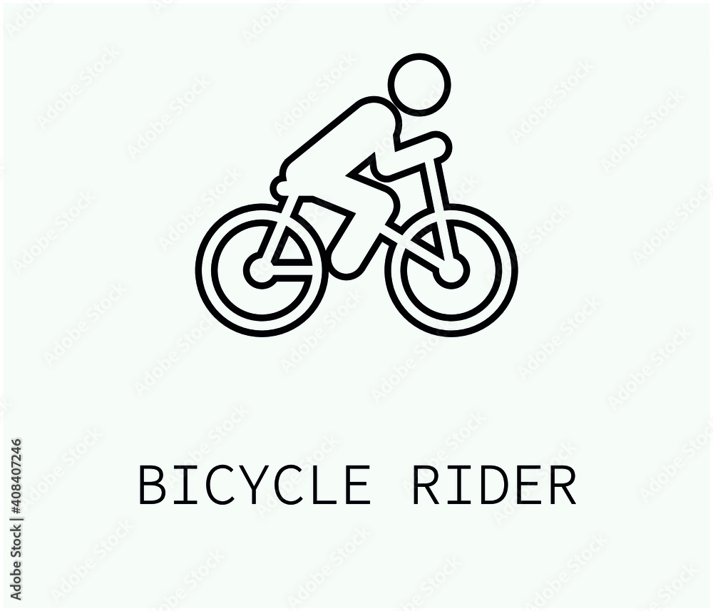 Poster bicycle rider vector icon. editable stroke. symbol in line art style for design, presentation, websi