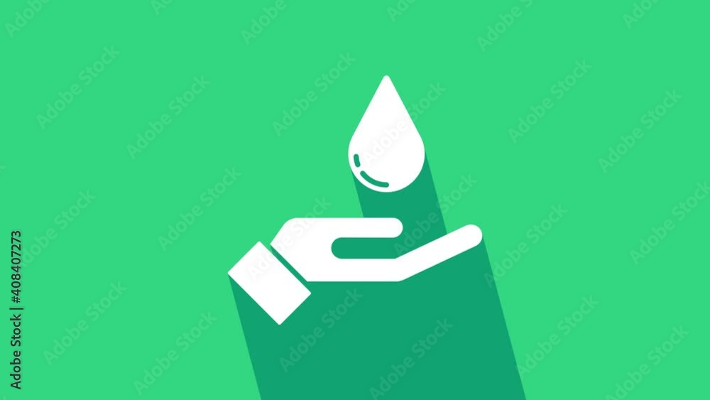 Sticker White Washing hands with soap icon isolated on green background. Washing hands with soap to prevent virus and bacteria. 4K Video motion graphic animation