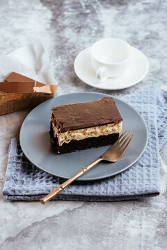 A variety of sweet homemade desserts on a light marble backgroun