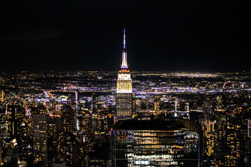 Fototapeta na wymiar Scenic view of Manhattan downtown scyscrapers at night