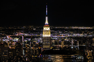 Fototapeta na wymiar Scenic view of Manhattan downtown scyscrapers at night
