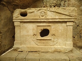 Sarcophagus of captain Eudemos in Olympos Ancient City at location Kemer, Antalya, Turkey