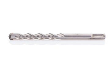 Tool. Drill for drilling concrete stone and brick. White isolated background. Drill bit for Hammer...
