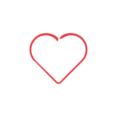 Red hand drawn Heart on white background. Valentines Day concept in grunge style. Vector illustration.