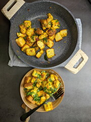 A bowl of homemade freshly prepared Bread Upma, a savory and spicy South Indian bread dish