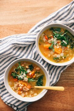 Farro warm soup stew