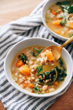 Farro warm soup stew