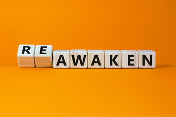 Reawaken symbol. Turned cubes and changed the word 'awaken' to 'reawaken'. Beautiful orange...