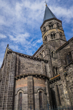 View on Saint Amable romanesque basilica in the small city of Riom (Auvergne, France). 