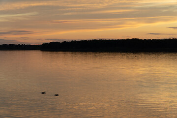 Sunset at lake in Poland