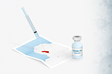 Burkina Faso Vaccination, Injection with COVID-19 vaccine in Map of Burkina Faso.