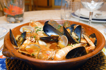 brodetto di Pesce is a typical fish soup of the Marche seafood cuisine where numerous varieties of...