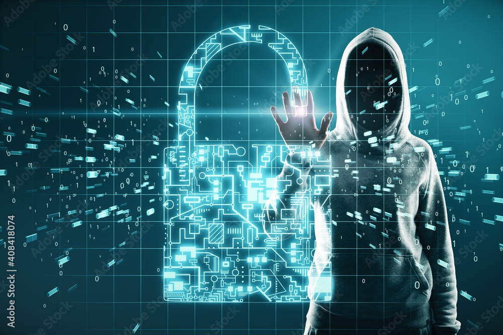 Poster Hacker using digital padlock circuit interface