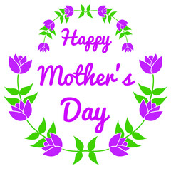Happy mother's day, beautiful color print logo with flowers gift for mom