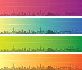 Halifax Multiple Color Gradient Skyline Banner - obrazy, fototapety, plakaty