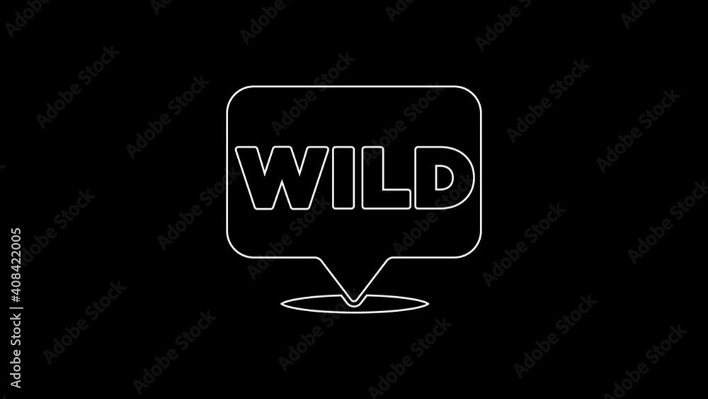 Poster white line pointer to wild west icon isolated on black background. western signboard, message board,