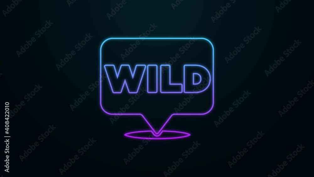 Poster glowing neon line pointer to wild west icon isolated on black background. western signboard, message