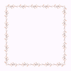Fototapeta premium square frame made of willow twigs. Square Easter Frame.Vector flat illustration isolated on a white background. Design for invitations, postcards, printing.