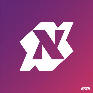 Modern professional logo monograma N in purple theme