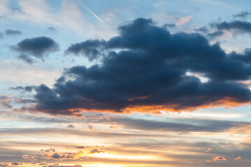 Sky with clouds captured during golden hour.