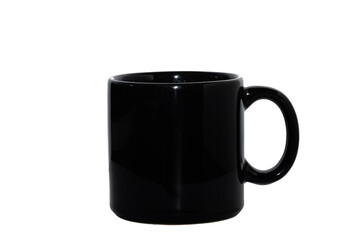Black ceramic mug isolated on white background
