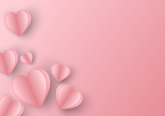 Paper valentine on pink background