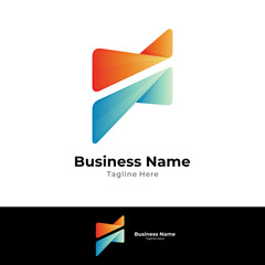 Simple letter F logo with origami concept