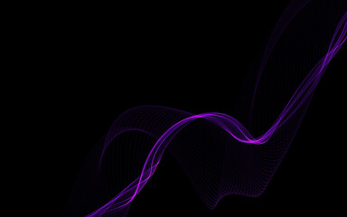 Dark abstract background with a glowing abstract waves