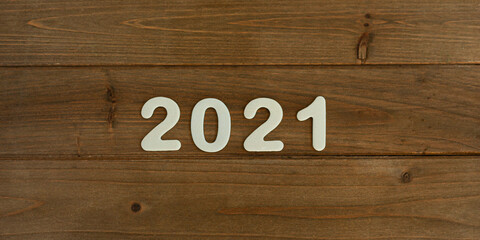 2021 on wooden background