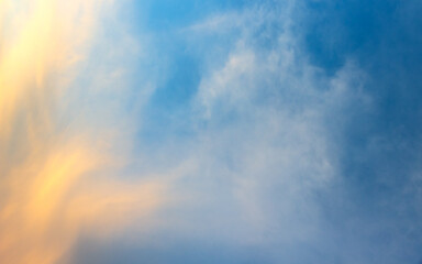 blue sky background with soft puffy cloudy