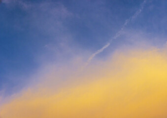 Sunset panorama blue sky background
