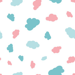 Cute colorful clouds seamless pattern background graphic. Creative kids style texture for fabric, wrapping, 
textile, wallpaper, apparel. Surface pattern design.