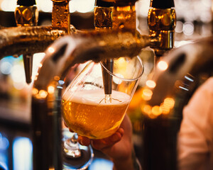 Ice cold beer being poured in a local restaurant