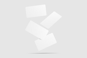 Realistic floating blank rounded corner business card illustration for mockup