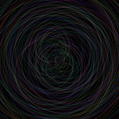 Abstract illustration of various color circles on black background