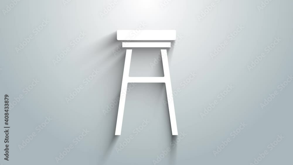 Sticker White Chair icon isolated on grey background. 4K Video motion graphic animation