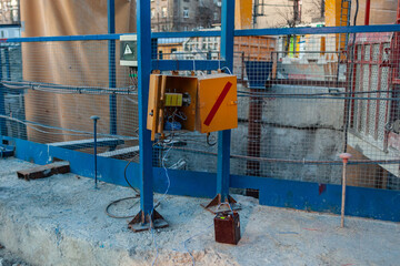 Metro construction in the city. Blasting work in the subway. Descent into the ground.